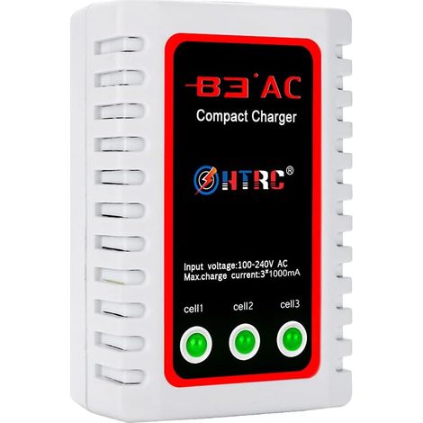 B3 Chargeur Lipo pour Batterie 2S 3S (7.4V, 11.1V), Compact Chargeur Rapide de Batterie Airsoft (100-240V) pour RC Bateau Voiture Quadcopter Drone