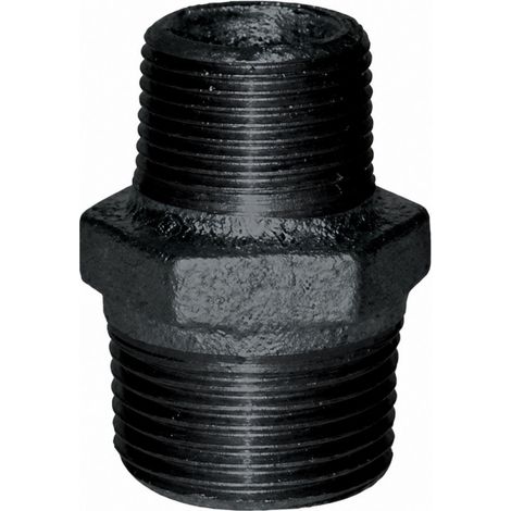 Reduzierter Nippel 33x42 / 20x27, doppeltes Außengewinde schwarz