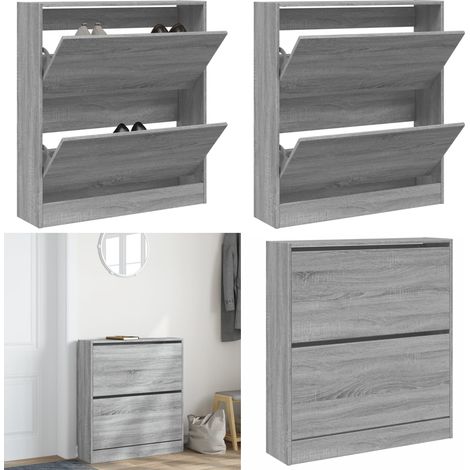 Armoire à chaussures sonoma gris 80x21x87,5cm bois d'ingénierie - Rangement chaussures - Bois d'ingénierie (1/5)