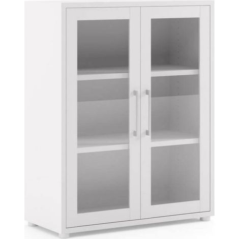 Buffet Ampezzo, 2 étagères, 2 portes, 40x89x113h cm blanc (1/5)