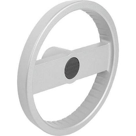 KIPP 2-Speichenhandrad D1=160 Form C Passbohrung mit Nut Aluminium Silber (1/4)