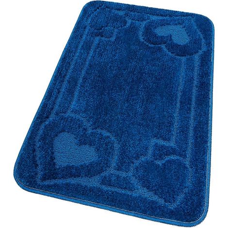 Tappeto Bagno Tinta Unita Antiscivolo Assorbente Camera Letto 100% Made In Italy Blu - 50x80 cm