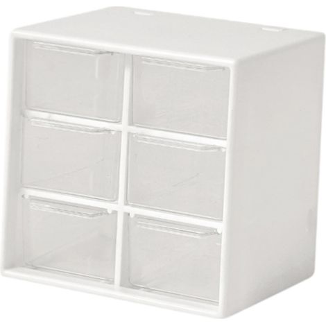 Boîte De Rangement À Tiroirs - 6 Tiroirs Transparentes - Pour Bijoux Perles Et Petits Objets - Bureau Coiffeuse Atelier - Blanc (1/5)