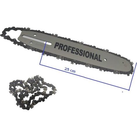 LAMA BARRA PER MOTOSEGA 25 CM PIU SECONDA CATENA IN OMAGGIO MOTO SEGA RICAMBIO (1/5)
