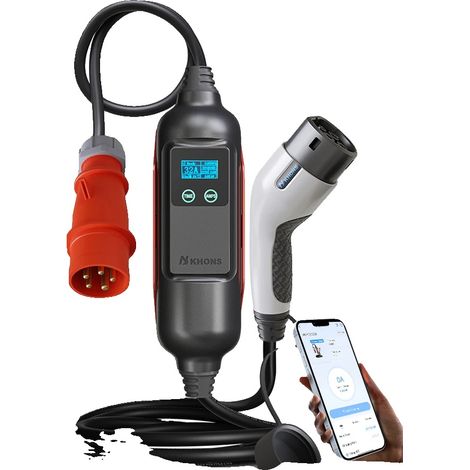 EV Tragbarer Ladegerät, 6A-32A Einstellbarer Strom, IP65 Wetterfest, 22KW 32A 3Phasen, Typ2-b (1/2)