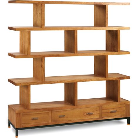 Bibliothèque en bois clair massif de Mindy 3 tiroirs Zandhu 160cm (1/4)