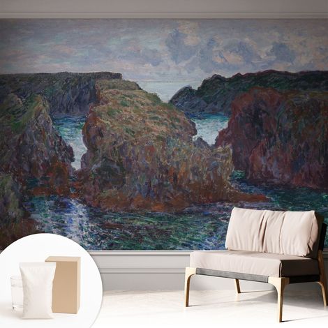 Papier peint intissé mural pour salon chambre à coucher tendance et originale - Colle incluse gratuite Côte rocheuse 312x219 cm (1/5)