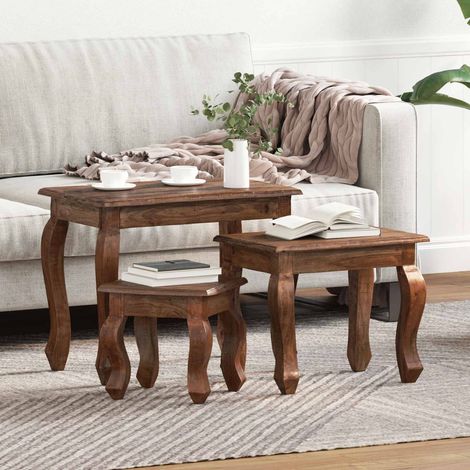 Nestingtisch 3 pcs Braun Massivholz Mahagoni (1/5)