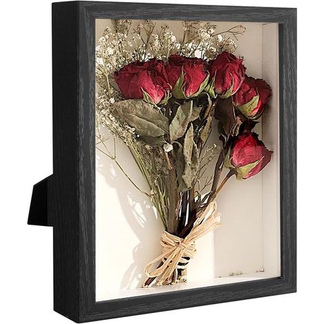 Marco de fotos 3D, 15 x 20 cm, marco de madera profundo colocar objetos, caja profunda panel acrílico, familiares (veta madera negra, 2 unidades) (1/5)