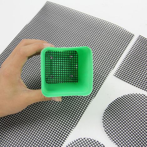 Lot de 10 tapis maille ronds pour fond de pot de fleur en plastique, grille anti-fuite terre, 5x5 cm (1/2)