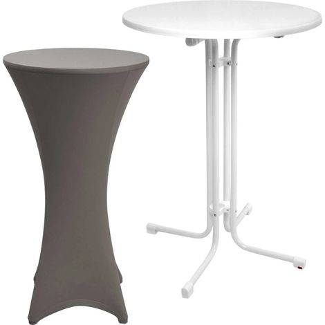 Outdoor Stehtisch Sylt, klappbar, Ø70cm, Anthrazit, mit Husse