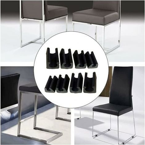 34pcs Patin Pied Chaise Tube Embout Tampon Capuchon Bouchon Protection Plancher Meuble Forme U en Plastique Chaise Casquettes,Chaise Jambe Caps Silicone Tube Pince (14mm,Noir) (1/3)
