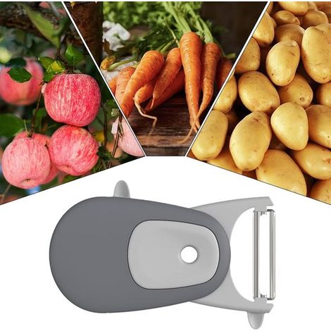 Éplucheur - Éplucheur à pommes de terre - Éplucheur à légumes - Éplucheur multifonctionnel pour fruits et légumes – Convient pour l'ail, l'avocat, la carotte, l'ananas – 9,7 x 7,1 x 2,9 cm Gris (1/5)
