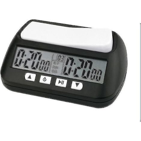 Horloge d'échecs électronique professionnelle, compte à rebours compact et noir, idéale pour les compétitions de jeux de société. (1/5)