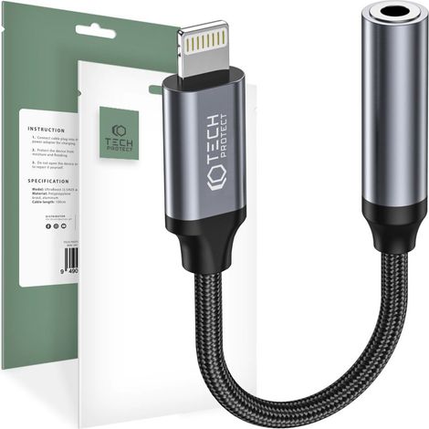 Adaptador Tech-protect Ultraboost Lightning a mini jack de 3,5 mm negro (1/4)