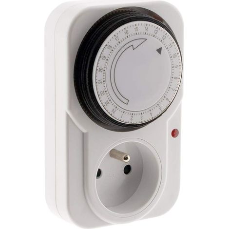 Minuteur mécanique journalier avec voyant lumineux - 3500 W - Programmation par intervalles de 15 minutes - Modes manuel et automatique - Noir (1/4)