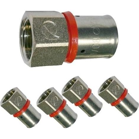 5 Stück Innengewinde 3/4'' für Mehrschichtrohr 32mm, Verwendung mit Crimpmaschine, grau