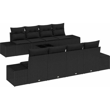 Maison Exclusive - Sofa Set mit Kissen 7 pcs Schwarz Poly Rattan