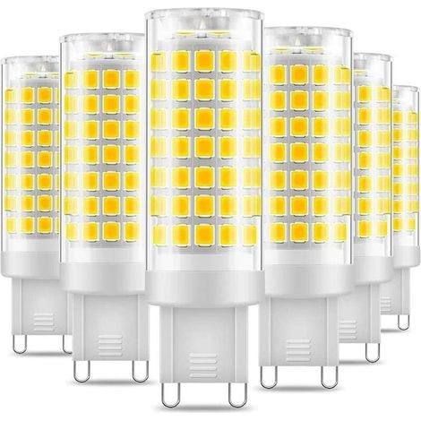 Ampoules LED G9 sans scintillement 7 W, blanc froid 6000 K, 650 lm, économie d'énergie équivalente à une ampoule halogène de 60 W, angle de diffusion de 360°, 220-240 V CA - Lot de 6 (1/4)