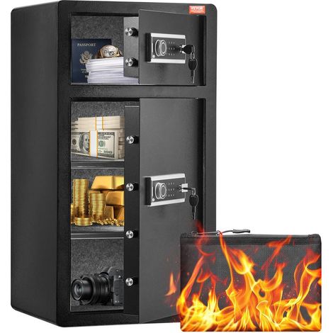 Sécurité Maison et Bureau Protection des Objets de Valeur Coffre-fort Double Porte 204 L Serrure à Code et Sac Ignifuge (1/5)