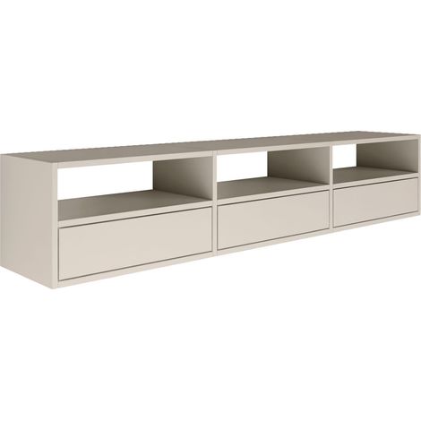 Selsey FRAMME – mobile TV sospeso con tre anta e ripiani aperti – grigio cashmere – 150 cm (1/5)
