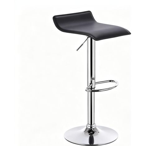 Tabouret de bar rotatif en simili cuir noir avec assise ergonomique réglable en hauteur (1/5)