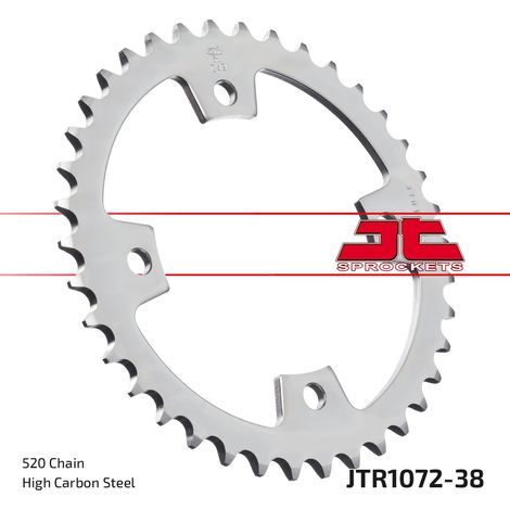 Pi帽贸n trasero de acero JT R1072-38, 38 dientes, tama帽o 520 (1/2)