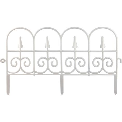 Lot de 6 éléments décoratifs pour clôture de jardin en plastique PP, à assembler, pour centres commerciaux, supermarchés, magasins et chaînes de magasins, blanc, L 58 cm x l 34 cm (1/4)