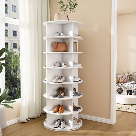 zapatero giratorio 360 con 7 niveles PVC 60x60x161 cm OKMYHOME (1/5)
