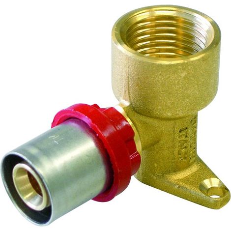 Raccordo a pressare curvo femmina flangiato H 52 16 x 1/2 multistrato TIEMME