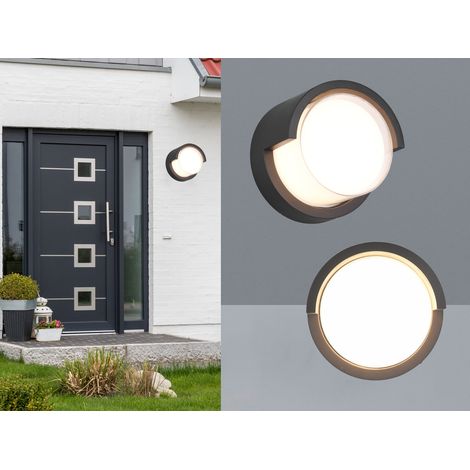 LED Außenwandleuchten 2er SET Schwarz Fassadenbeleuchtung IP54 rund Ø 15cm (1/5)