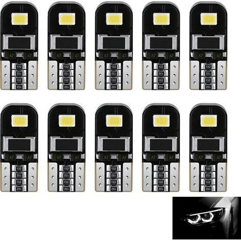 10 Pcs T10 W5W LED Bulb, 2SMD 2835 Wedge Bulb, Super Bright Wedge Bulbs 12V Xenon White 6000K, Plug and Play LED Replacement for Car Dome Map Door Courtesy Side Marker and Number Plate Lights (1/5)