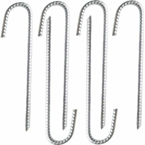 Juego de 6 estacas de anclaje de acero galvanizado de alta resistencia para barras de refuerzo en forma de J - Para carpas, cenadores, castillos hinchables, tiendas de campaña, trampolines, camping, p (1/4)