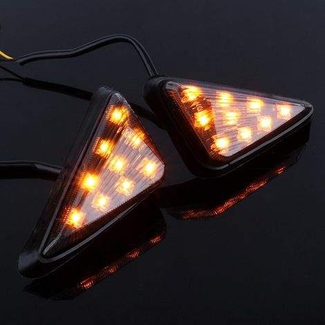 2x Clignotants Moto 12V Triangle Euro Encastrés LED Ambre Fumé Feux De Route (1/4)