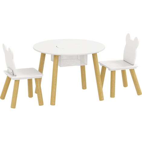 Ensemble 3 pièces table ronde et 2 chaises enfant, dossier ours, activités manuelles, repas, bricolage, 3-6 ans (1/5)