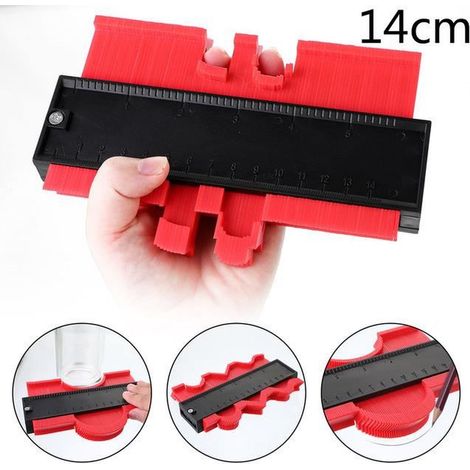 1 pièce Niveau à bulle, Jauge de contour, Profil plastique 14 cm Rouge — Duplicateur de formes pour marquage précis du bois