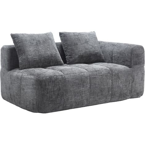 ELVMI Divano a 2 Posti con Chaise Longue, Cuscino e Tasche Laterali, in Ciniglia, Grigio, 158 × 90 × 60 cm (1/5)