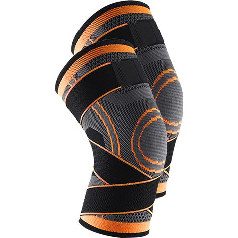 Lot de 2 genouillères professionnelles pour soulager les douleurs au genou, avec sangles réglables et soutien compressif (orange), taille XL (1/5)