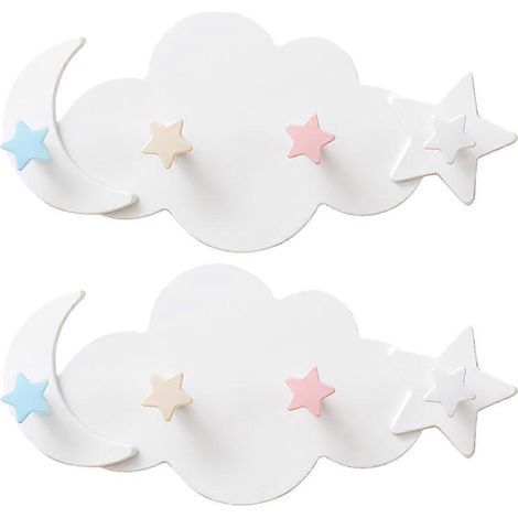 Stück hübsche, wolken-, mond- und sternförmige Haken, selbstklebende Wandhaken, Wandregale (Weiß)-29.8X14CM-White (1/3)