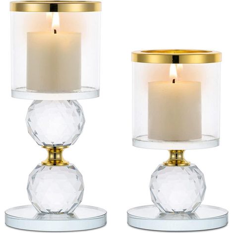 Kerzenständer Kerzenhalter Kristall Stabkerze Klein + Gro&xDF Gold (1/5)