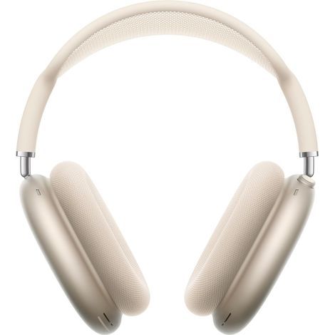 Écouteurs Bluetooth supra-auriculaires Apple AirPods Max, réduction de bruit active haute fidélité, mode Transparence, son spatial personnalisé, chargement USB-C, coloris Stellar Light (1/5)