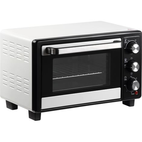 Tragbarer Ofen, 16 L, 1400 W, mit 3 Heizmodi, Timer, Backblech und Rost, 44 x 32 x 28,1 cm, Weiß Schwarz (1/5)