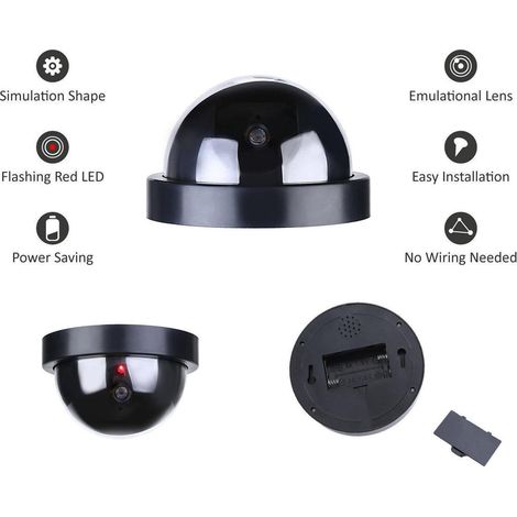 Filiyano-Caméra factice sans fil avec LED rouge sur piles - Caméra de surveillance dôme CCTV - Haute qualité (1/5)