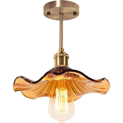 Plafonnier Verre Vintage Éclairage Luminaires Moderne Fleurs Créatif Abat-jour Ambre E27 Lampe Plafond Entrée Couloir Salon Salle Chambre (1/5)