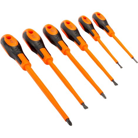 Bahco Schraubendreher-Satz mit 2-Komponenten-Griff für Schlitz-, PH1- und PH2-Phillips-Schrauben, 3-6,5 mm - 6-tlg. (1/3)