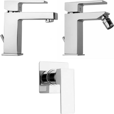 Set Aus 3 Eckigen Armaturen Für Waschbecken, Bidet Und Einbaudusche Infinity (1/5)