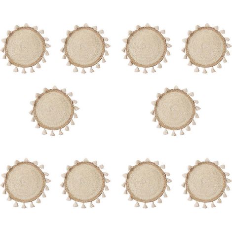 Lot de 10 paniers tressés décoratifs, paniers en osier, suspensions murales, petits paniers en macramé style bohème, décoration intérieure (1/5)