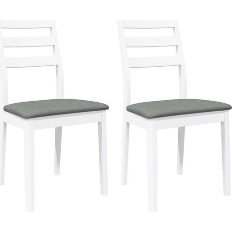 Lot de 2 Chaises à manger，Chaise de cuisine coussins blanc bois massif caoutchouc CFW26924 (1/5)