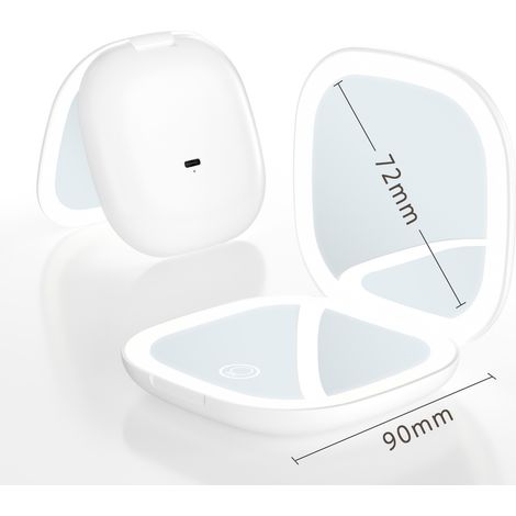 Miroir de poche LED blanc, grossissement 1x x5, écran tactile, 3 couleurs de luminosité réglables (1/2)