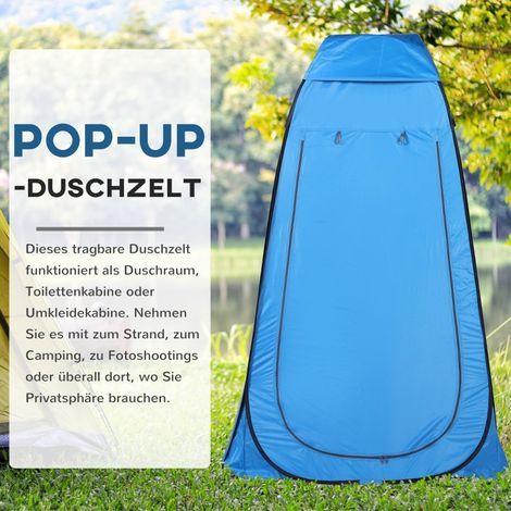 Tente de douche et toilette portable pour camping - Pliable, imperméable, bleu ciel 120x120x190 cm (1/5)